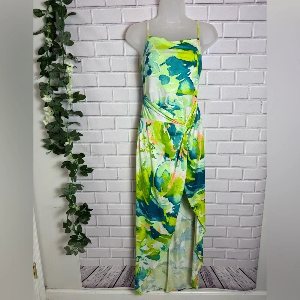 Haute Monde Green and Blue Maxi Dress/size S
